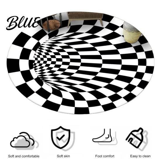 Geometric Anti-Skid Area Vision Bedroom Resistant Washable Carpet Wear Rug Round 3D Stereo Floor Mat