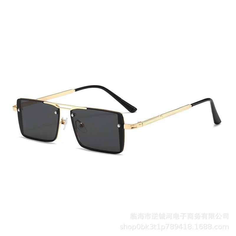 European and American retro small square sunglasses men's high-end fashion wear driving metal sunglasses women