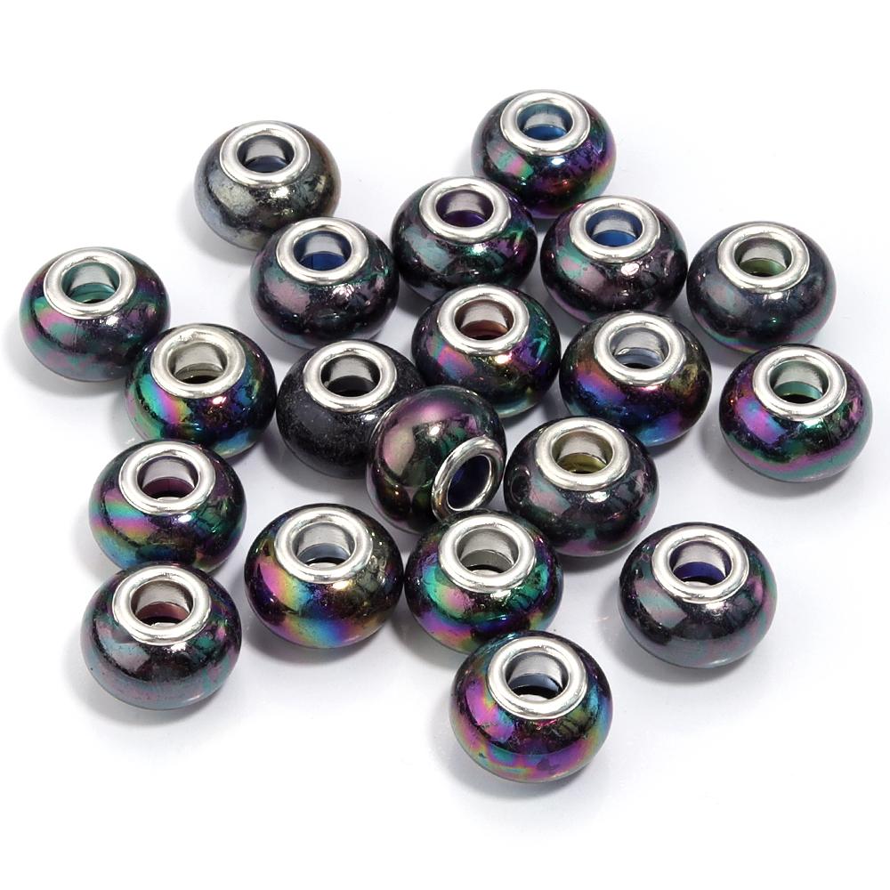 20 Stück Runde Harzperlen Keramikfarbe Beschichtet Farbe Großes Loch Lose Perlen Für Schmuckherstellung DIY Halskette Armband Ohrring Dekoration