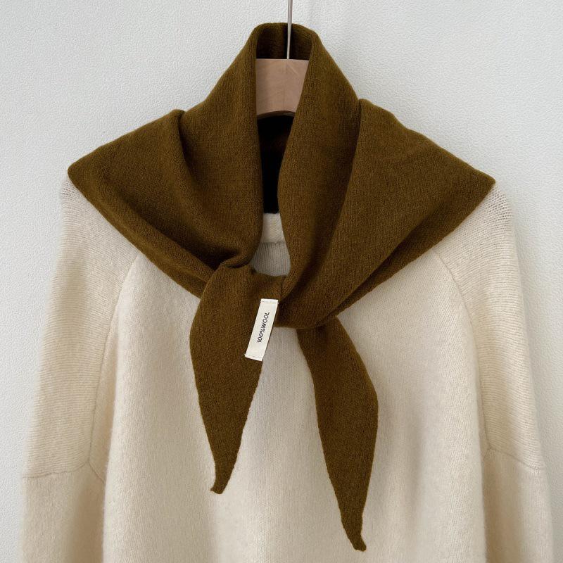 Premium Australian Wool and Cashmere Solid Color Women's Triangle Shawl-Scarf