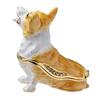 2.6-inch Corgi Figurine Dog Trinket Box, Hinged Jewelry Box, Golden Crystal Enamel, Animal Home Decor, Spicy Day Gift for Dog Lovers