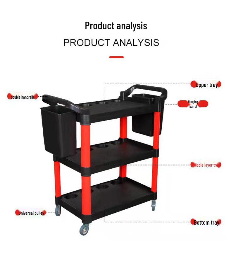 Multifunctional Three-Tier Plastic Storage Cart for Car Wash & Beauty Tools