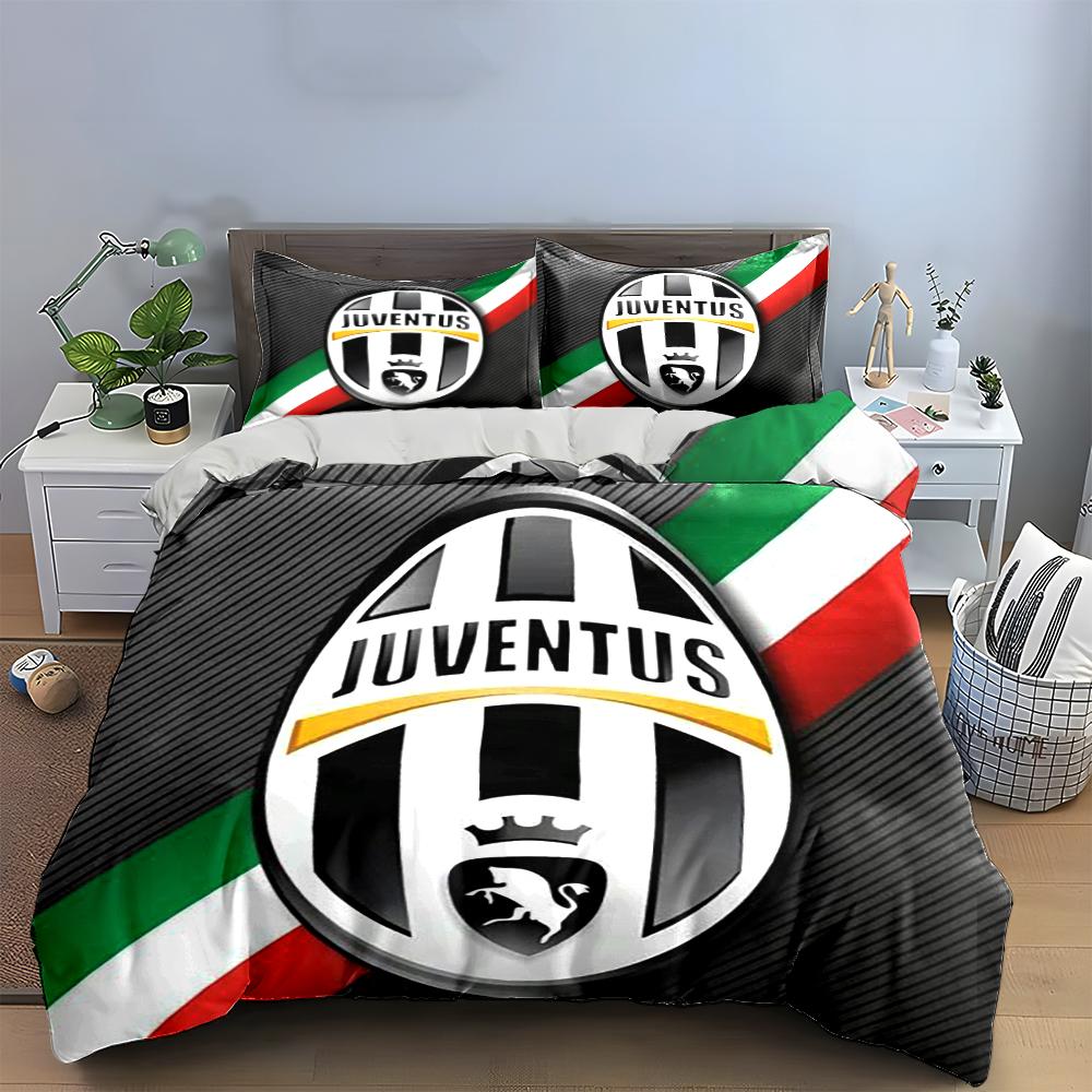 Juventus Logo Design with Striped Background Bedding Set (1 Duvet Cover, 2 Pillowcases, Duvet Not Included) Sofas