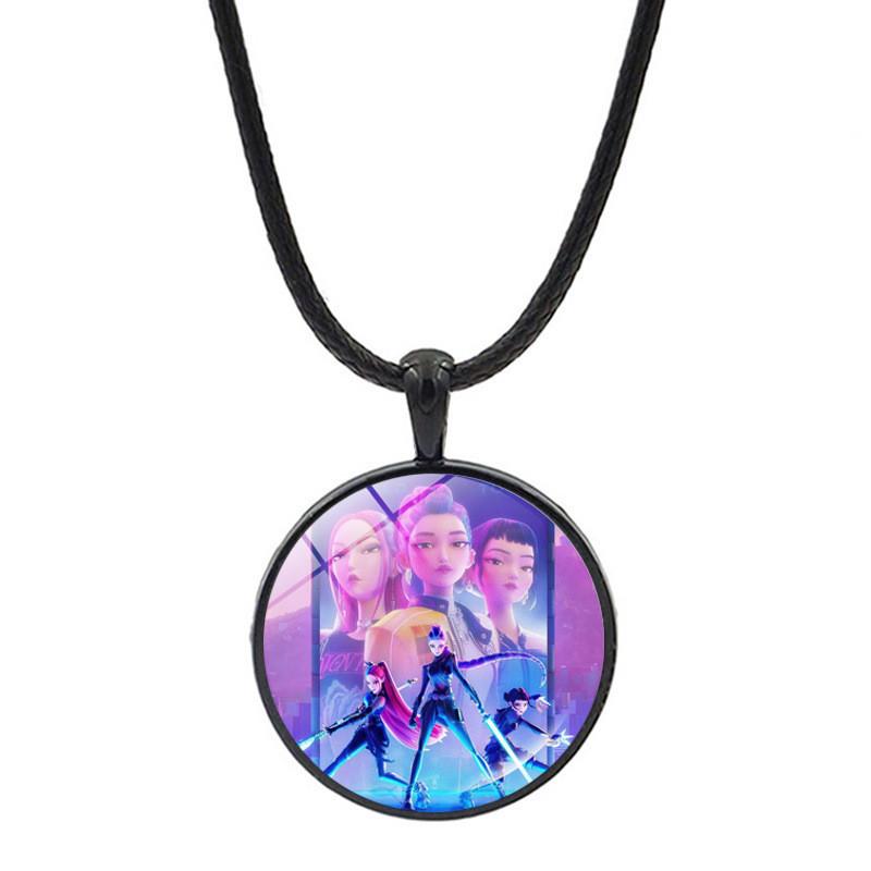 

Kpop Demon Hunters Necklace With Geometric Pendant And Leather Cord For Fashion Fans Style 1