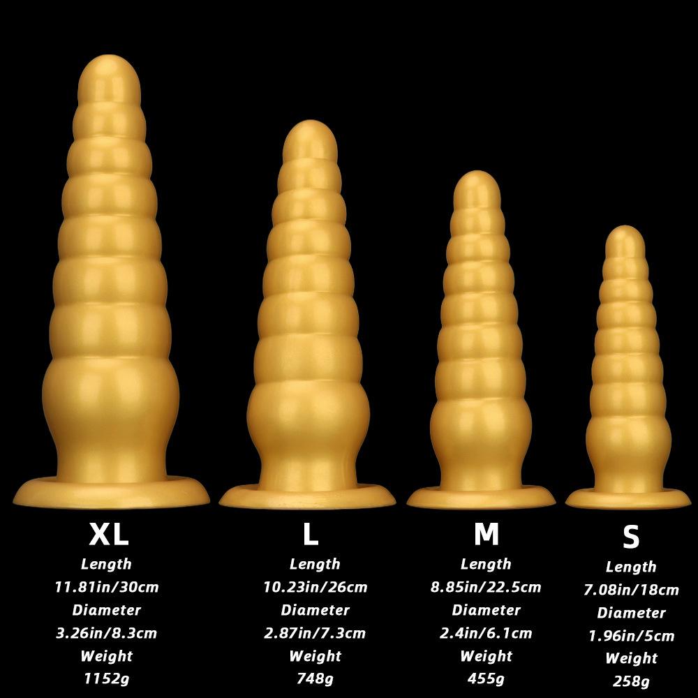 Golden Silicone Pointed  Oversized Anal Plug Suction Cup  Anal Sex Product  Erotic Chrysanthemum Extra Large and Thick