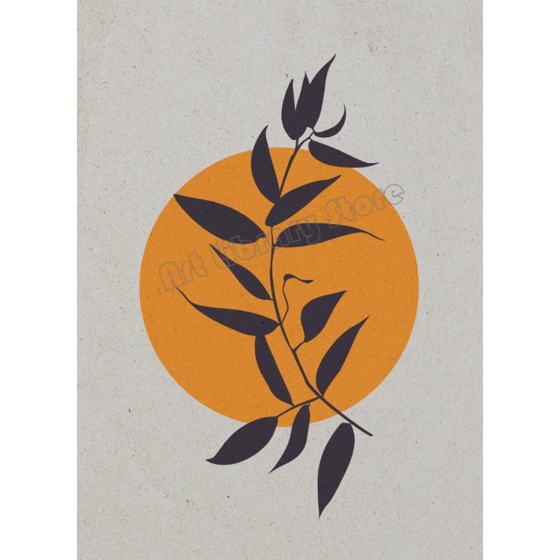 Neutraler Boho Mid Century Abstrakt Botanisch Linie Terrakotta Töne Geometrisches Poster Leinwandmalerei Wandkunst Bilder Heimdekor