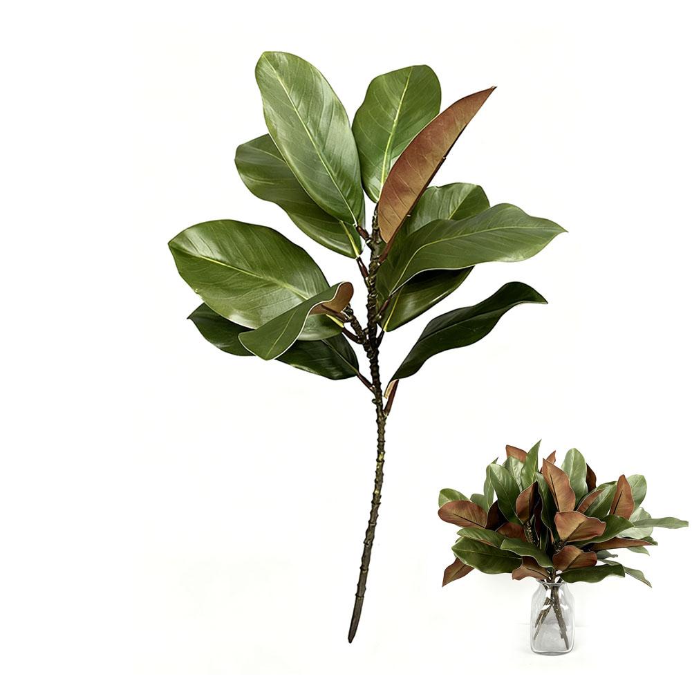 Artificial Magnolia Leaf Green Plant Floral Plastic Simulation Magnolia Branch Fake Plants Leaves Shopping Mall Decoration