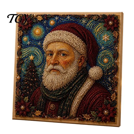 Handicraft Activities for Kids Xmas Faux Pearl Art Kit, Santa Claus Reindeer Painting DIY Craft Sets Adults Sparkling 3D Festive Wall Kit Adults,