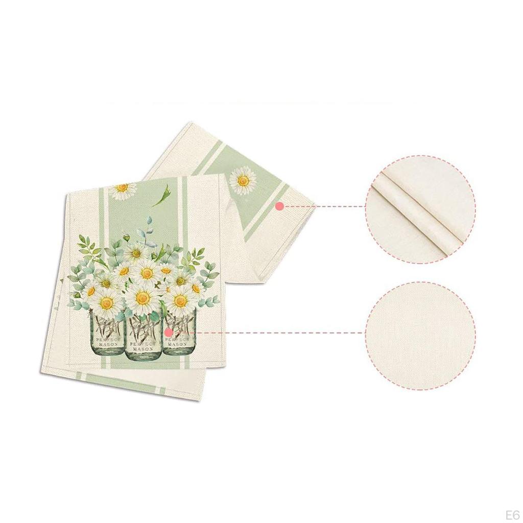 Decorative Floral Pattern Wearable Seasonal Spring Burlap Table Runners for Easter Dining Room