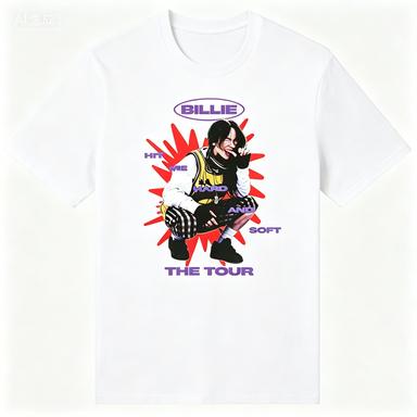 Billie Eilish2026 Hit Me Hard And Soft Tour Retro Porträt Grafik Unisex Lässiges Kurzarm Reines Baumwoll T-Shirt