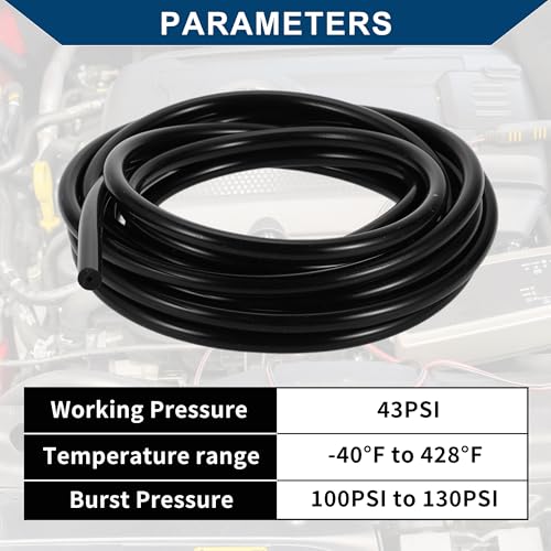 Hihaha Silikon-Vakuumschlauch Automobil-Vakuumleitung Hochtemperatur 15ft 1/8" 3.0mm ID 3.5mm Dicke 1 St. Schwarz