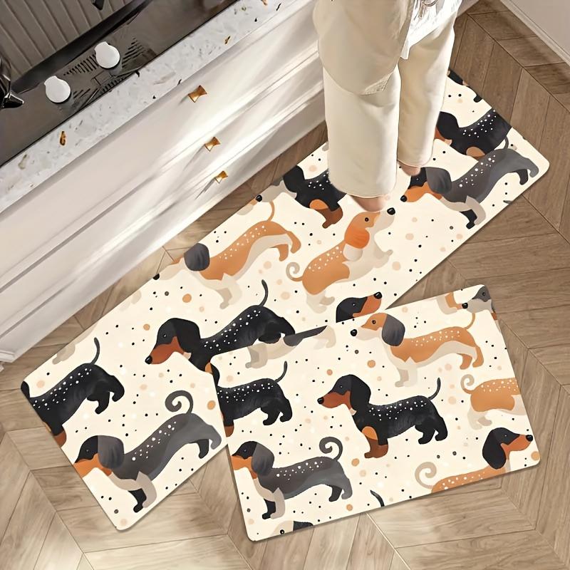 Cartoon Easy Cute Dog Printed Non-Slip Floor Mat Washable Decorative Area Rug for Gaming Room Living Room Bedroom Kitchen