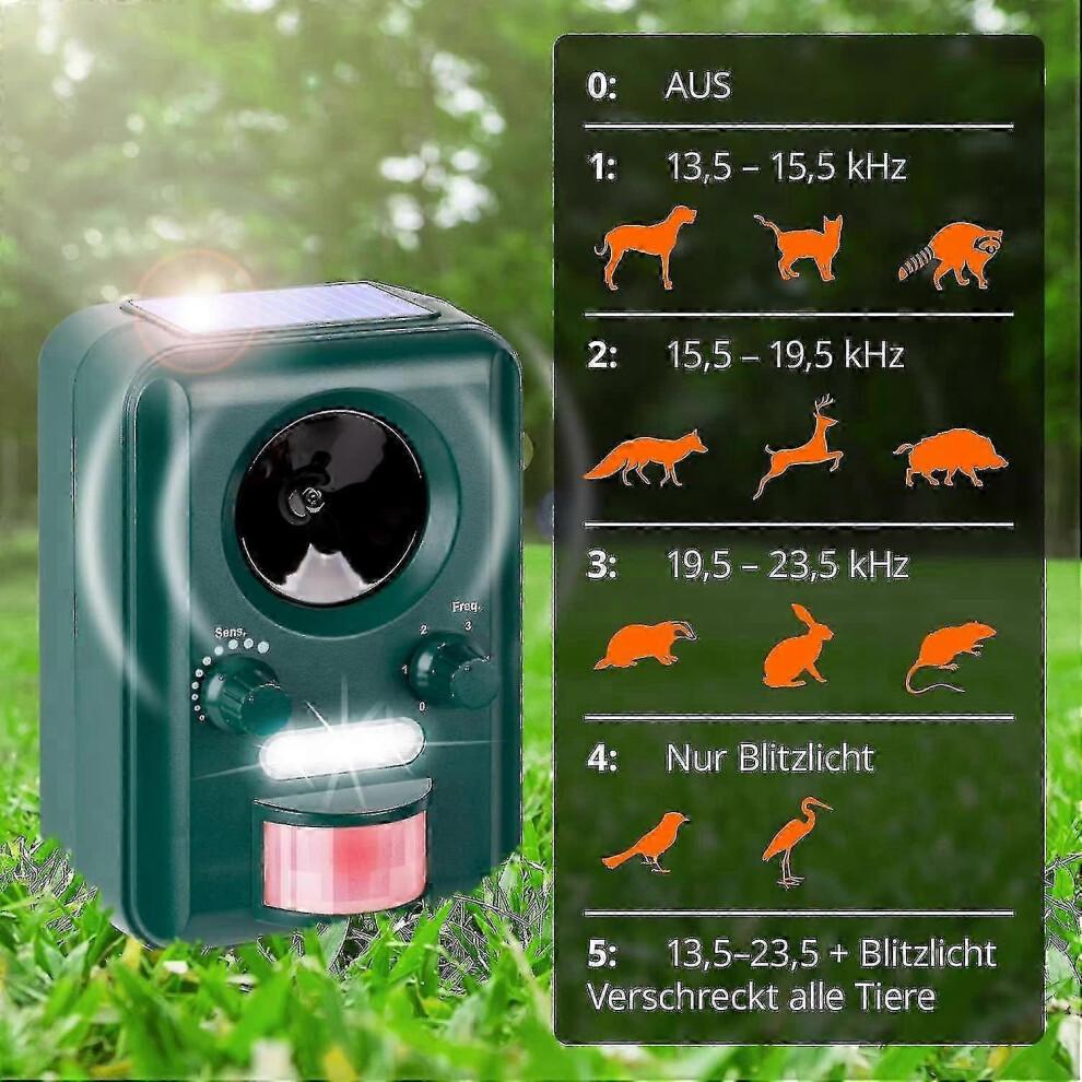 Voss.Sonic 2000 Ultrasonic Animal Repellent with Solar Power for Cats, Dogs, Martens in Gardens/Yards