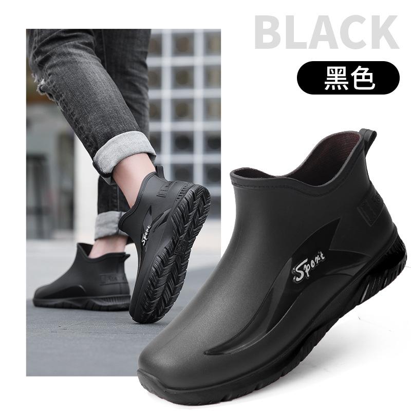 Winter velvet sports version short rain shoes men's fashion outer wear men's non-slip rubber shoes fishing men's warm water shoes