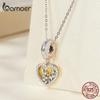 Bamoer 925 Sterling Silver Heart-shaped Leaf Pendant Fit for Women DIY Bracelet & Bangle Plated Gold Heart Charms Fine Jewelry