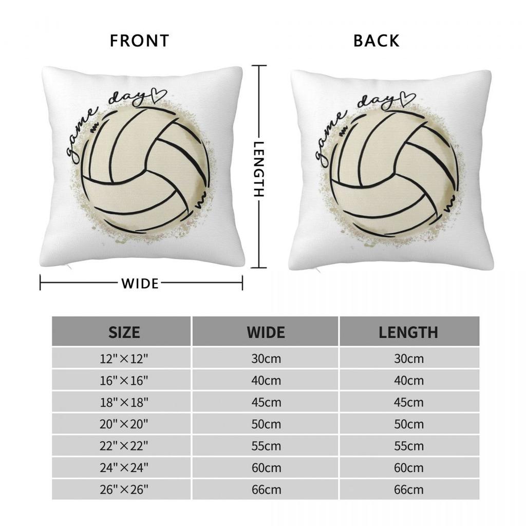 Volleyball Game Day Square Pillowcase Polyester Linen Velvet Printed Zip Decor Pillow Case Sofa Cushion Cover 18"