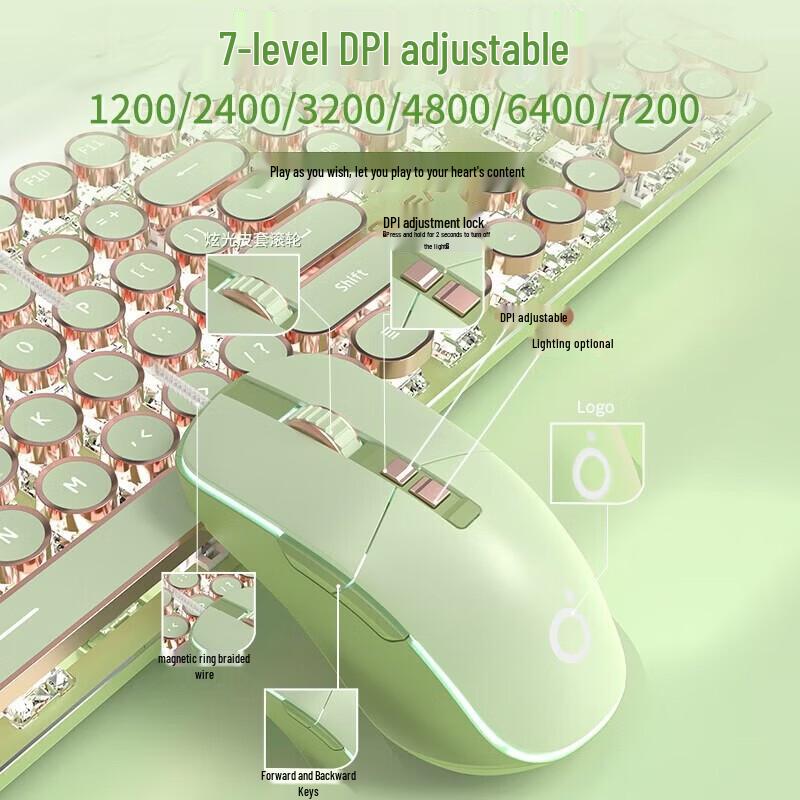 EWEADN V20 Steampunk 104-Key Mechanical Keyboard & Mouse Set