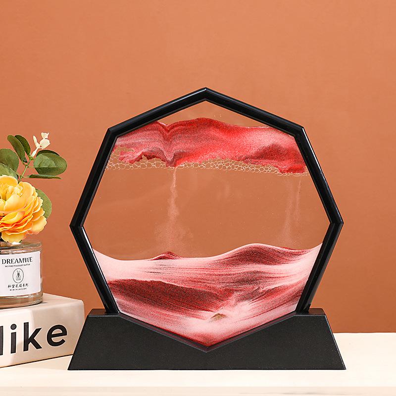 Sandscape Moving Sand Art Picture Quicksand 3D Liquid Hourglass Deep Sea Flowing Sand Painting Frame Office Home Decor Gifts
