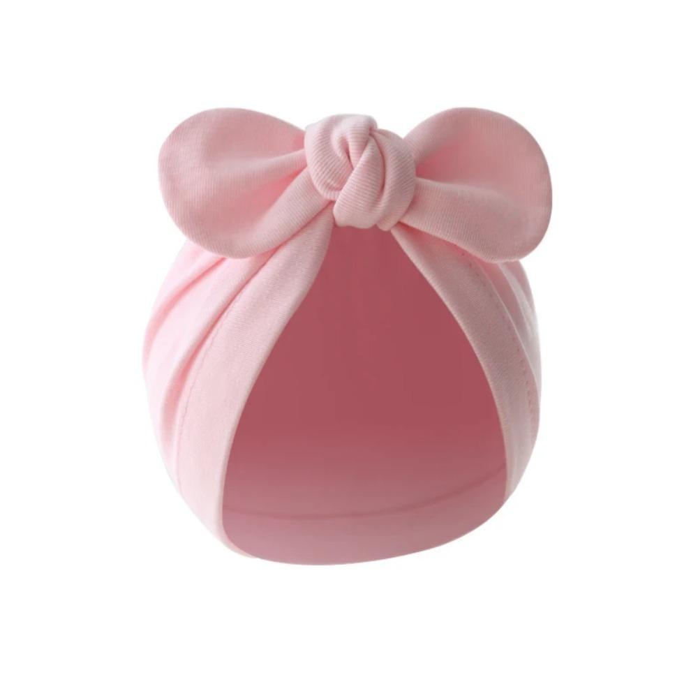 Cute Bunny Ears Baby Turban Hat Solid Color Soft Cotton Infant Beanie Cap Toddler Bonnet Headwrap for Baby Boys Girls