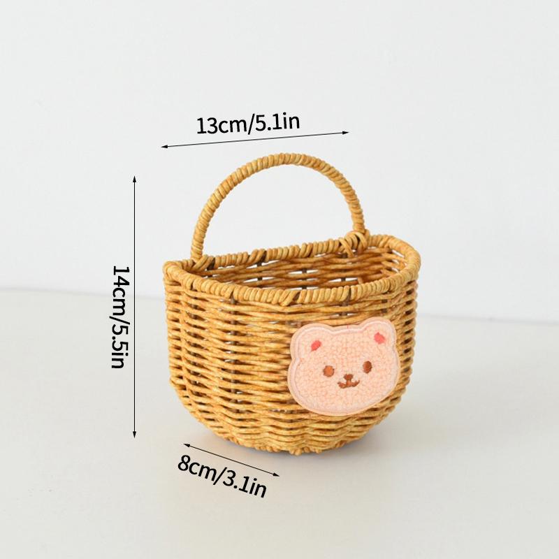 Nástěnný úložný koš Nádoba Dekorativní koš Ručně pletený Kuchyňský úložný koš Zábavný tvar Květináč Domácí dekorace