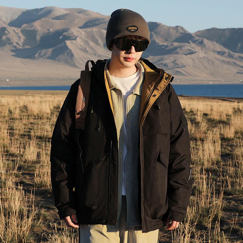 

2025 Fall/Winter Unisex Jackets Women s Leisure Outdoor Cycling Mountaineering Padded Jackets Plus Size Loose Cargo Padded Jackets S чёрный