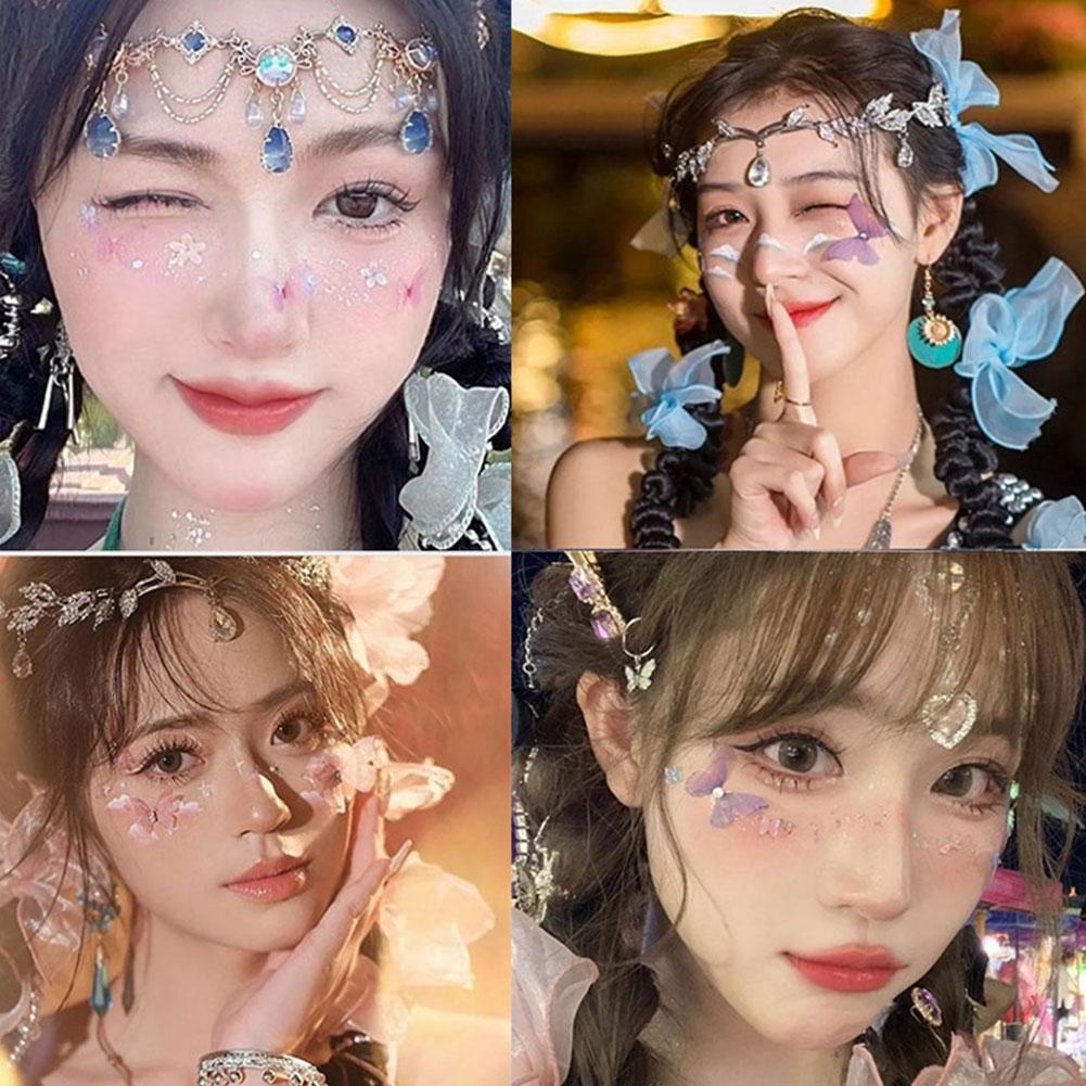 Bright Glitter Butterfly Sticker Self Adhesive Multi DIY Purpose Body And Decoration Face Makeu D1L3