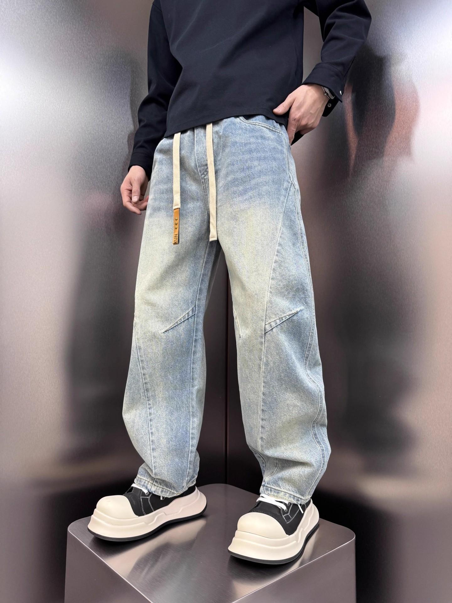 JYL Men s Jeans New American  Autumn Winter Fleece Wide Leg Denim L аэро