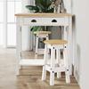 3 Piece Bar Set White Solid Pine Wood
