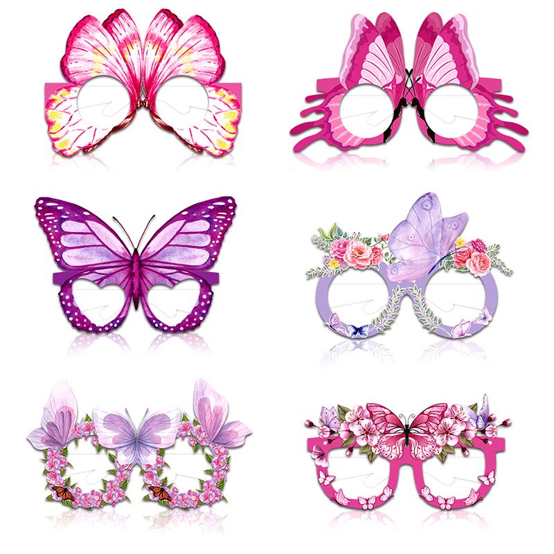 12Pcs Butterfly Paper Glasses Spring Butterfly Party Decoration Butterfly Glasses Frame Photos Props Birthday Party Gifts