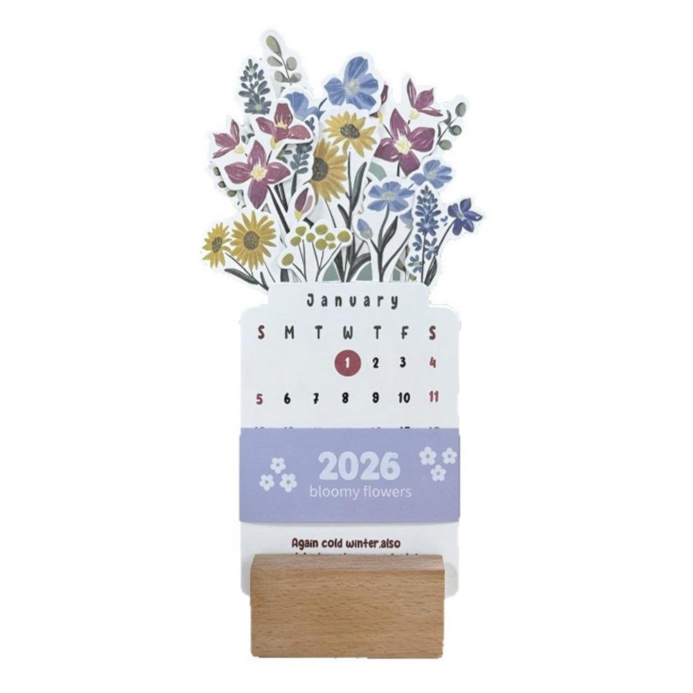 Detachable Base Bloomy Flowers Desk Calendar 2026 Desktop Calendar  for Table Desk Decor