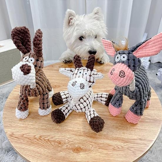 Petsboro Bite Buddy Eşek Çiğneme Oyuncak Peluş Cızırtılı Köpek Oyuncak Agresif Çiğneme Oyuncakları Küçük Orta Köpekler için İnteraktif Doldurulmuş Hayvan Diş Çıkarma Oyuncak
