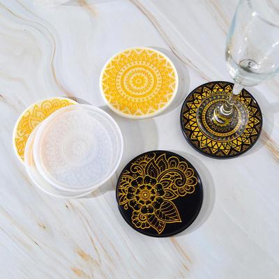 Flower Coaster Silicone Mold Epoxy Resin Plaster Concrete Mold Diy Round Coffee Wine Glass Tea Coaster Tray Home Decor