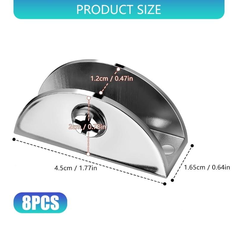 Moon Shaped Glass Shelf Brackets for 8-12mm Glass Adjustable Fit Glass Clip Ideal for Office Partitions & Kitchen Use