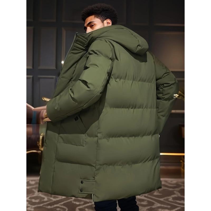 Мужское повседневное хлопковое пальто на молнии с капюшоном — фото 4