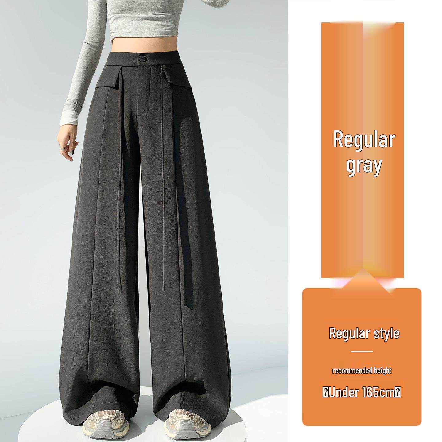 

Designer Women s Wide-Leg High-Waist Pants - 2026 Spring Collection, Slimming Loose Straight Fit, Floor-Length Casual Drape Style Medium