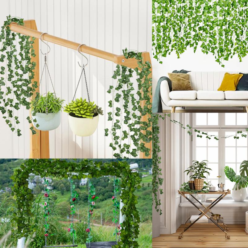 16/24pcs Plastic Artificial Ivy Leaf Plant Vines Hanging For Home Garden Wedding Decoration