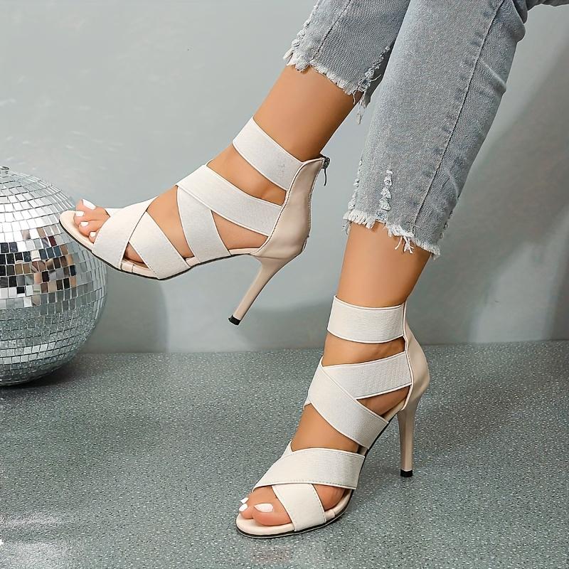 Big Size Super High Heel Sandals Women Fine High Heel Back Zipper Sexy Sandals