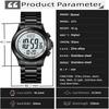 Skmei Mens Led Chronograph Bracelet Watches Luxury Stainless Steel Band 30M Waterproof Dual Time Zone Digital Sports Wristwatch