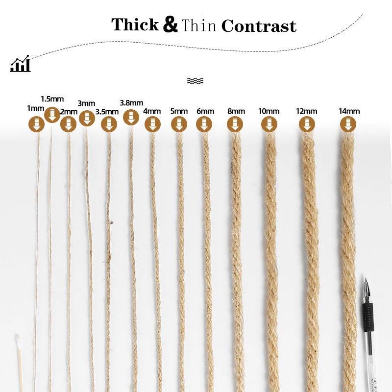 Natural Hemp Rope String for Jute Decoration, Twine for Crafts, Gift Wrapping, Jute Cord for Gardening, And Wedding Party Decor