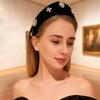 British Velvet Triangle Headband Baroque Rhinestone Pearls Hairband  Banquet