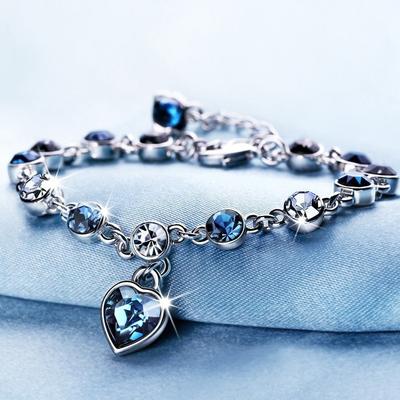 Colgante de circonita cúbica en forma de corazón con pulsera colorida de acero inoxidable de circonita cúbica para mujer