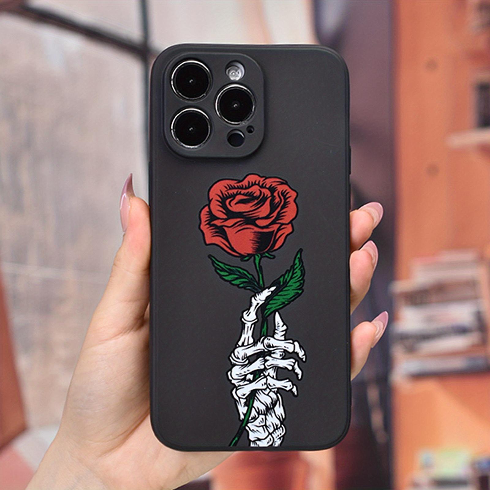 

Skeleton hand rose graphic phone case for iPhone 15 14 13 12 11 x XR Xs SE2 SE 8 7 plus pro Max mini silicone back cover for iphone12 Mini(5.4 ) чорний