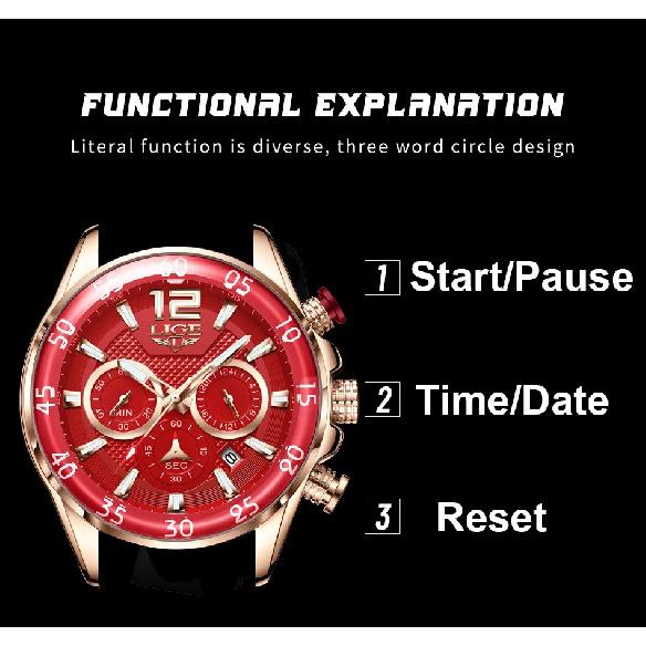 LIGE Neue Mode Herrenuhren Top Marke Luxus Quarz Armbanduhr Mann Sport Rotes Silikon Armbanduhr für Herren Reloj Hombre Chronograph