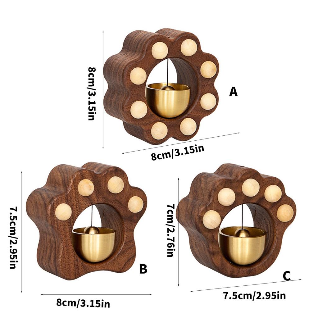 Paw Shaped Entering Bell Chimes Wood Shopkeeper Bell Outdoor Windchime Doorbell Shopkeeper Bell for Door Opening