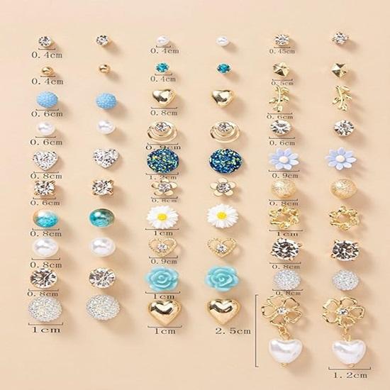 30 Pairs Earrings Combo Set Latest Stylish Crystal Pearl Earrings for Women and Girls