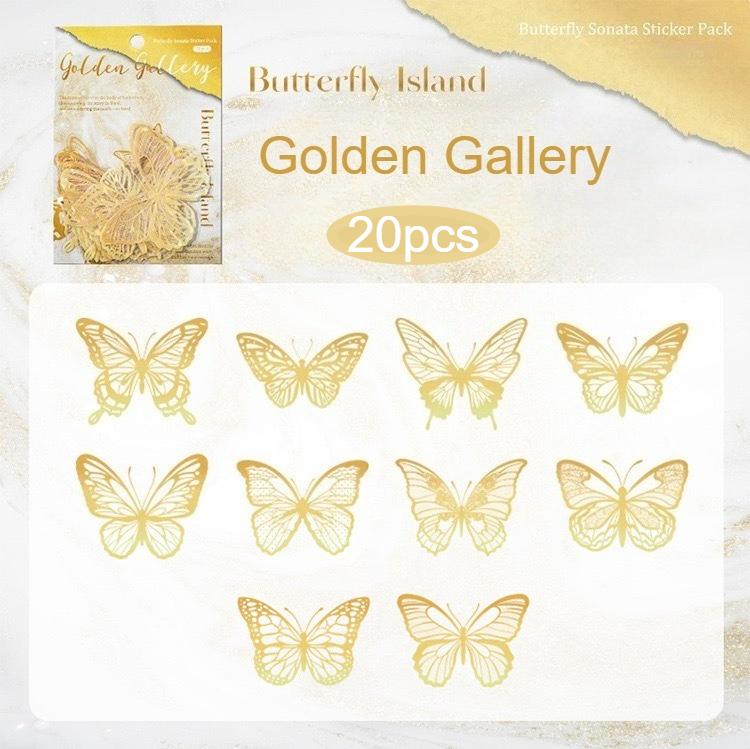 20pcs/set hot stamping PET shell light sticker butterfly DIY butterfly cake decoration party supplies butterfly cake ornaments