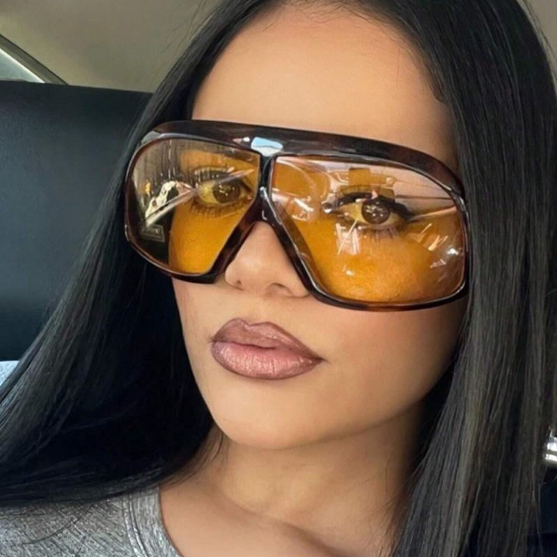 Vintage Big Frame Women Square Sunglasses Brand Black Round Gradient Cool Men Sunglasses One Piece Designer Pilot Sun Glasses
