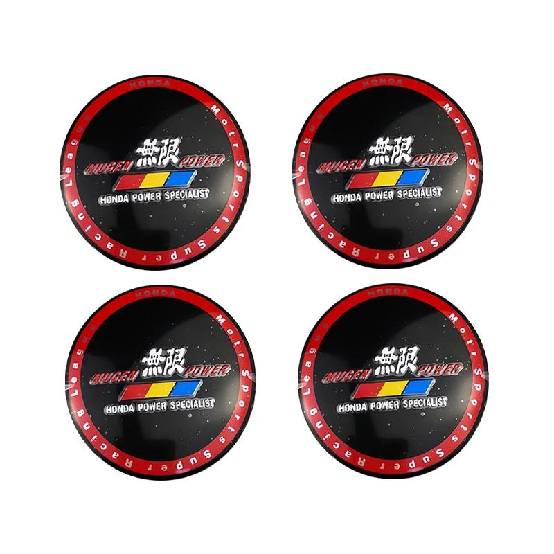 4Pcs 56mm Car Wheel Center Emblem Sticker Hub Cap Badge For Honda Mugen Power TypeR Jazz City Civic Accord FIT HRV XRV CRV GK5
