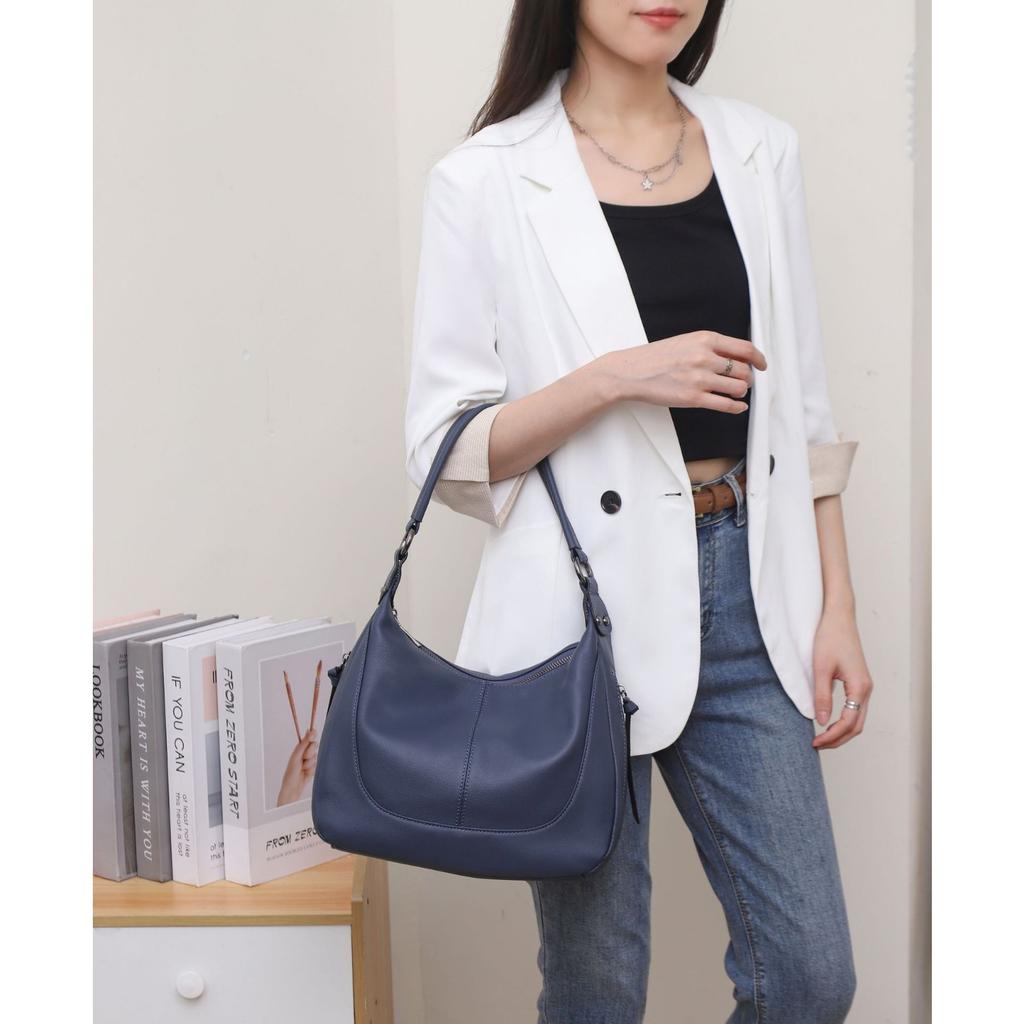 Cowhide Shoulder Women's Bag Large Capacity Messenger Tote Bag Mommy Bag Fashionable Simple Shopping Bag