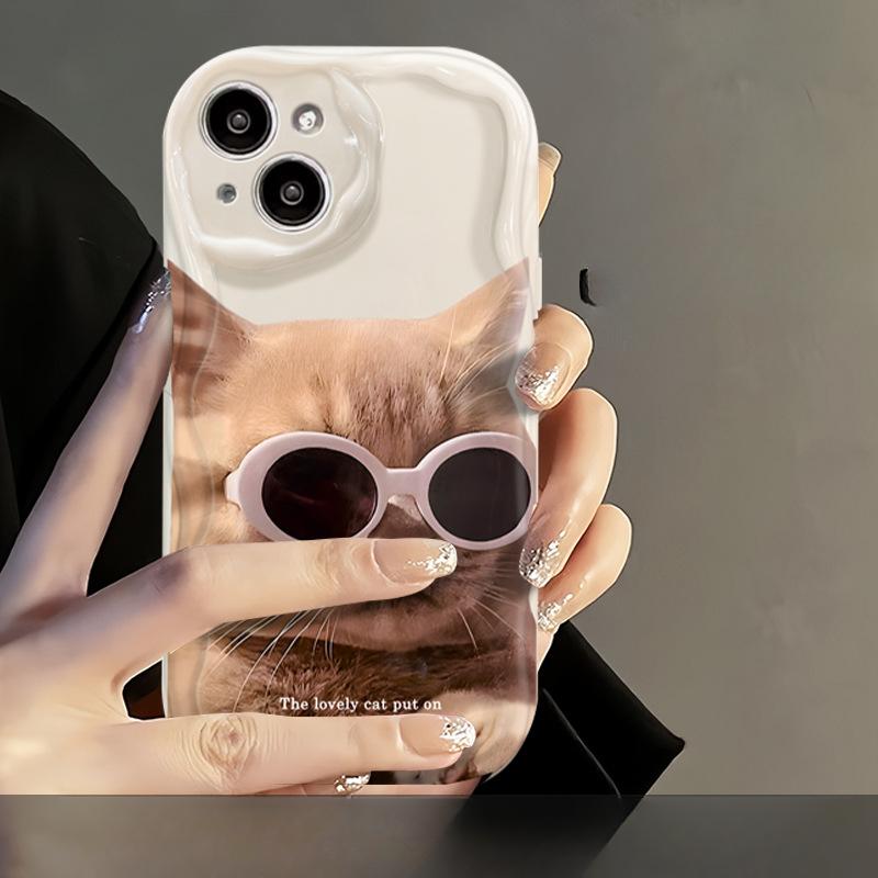 Applicable To Apple 14promax Mobile Phone Case Couple IPhone 13 Sweet and Cool Sunglasses Cat and Dog 11/12 Mini Anti-fall